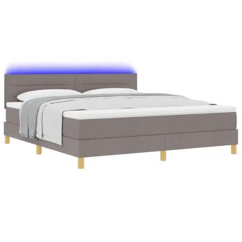 LED Boxspringbett mit Matratze mit LED Taupe 180 x 200 cm Stoff