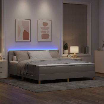 LED Boxspringbett mit Matratze mit LED Taupe 180 x 200 cm Stoff