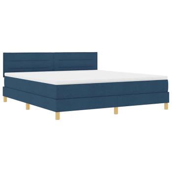 LED Boxspringbett mit Matratze mit LED Blau 180 x 200 cm Stoff