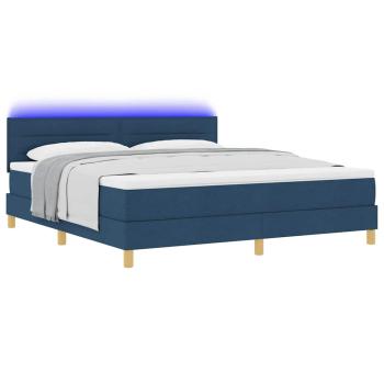 LED Boxspringbett mit Matratze mit LED Blau 180 x 200 cm Stoff