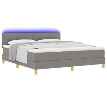 LED Boxspringbett mit Matratze mit LED Taupe 180 x 200 cm Stoff
