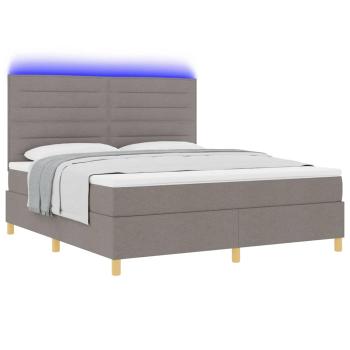 LED Boxspringbett mit Matratze Taupe 180 x 200 cm Stoff