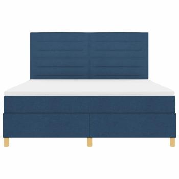 LED Boxspringbett mit Matratze Blau 180 x 200 cm Stoff