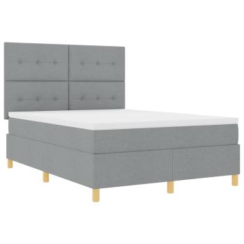 LED Boxspringbett mit Matratze Hellgrau 160 x 200 cm Stoff
