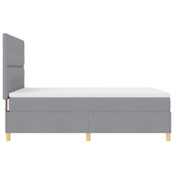 LED Boxspringbett mit Matratze Hellgrau 160 x 200 cm Stoff