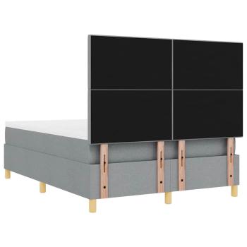 LED Boxspringbett mit Matratze Hellgrau 160 x 200 cm Stoff