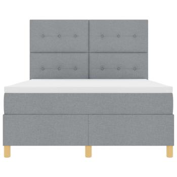 LED Boxspringbett mit Matratze Hellgrau 160 x 200 cm Stoff