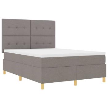 LED Boxspringbett mit Matratze Taupe 160 x 200 cm Stoff