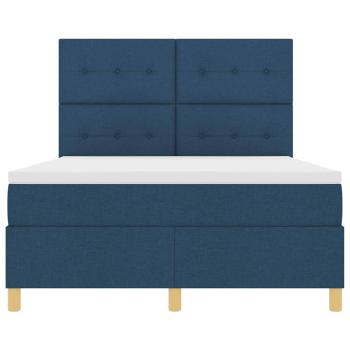 LED Boxspringbett mit Matratze Blau 160 x 200 cm Stoff