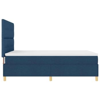 LED Boxspringbett mit Matratze Blau 160 x 200 cm Stoff