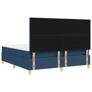 LED Boxspringbett mit Matratze Blau 180 x 200 cm Stoff