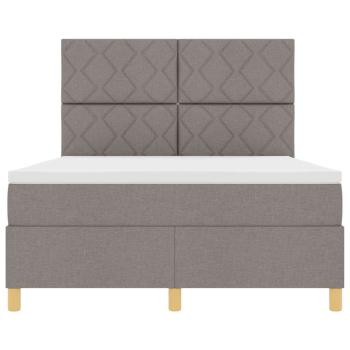 LED Boxspringbett mit Matratze Taupe 160 x 200 cm Stoff