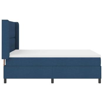LED Boxspringbett mit Matratze Blau 160 x 200 cm Stoff