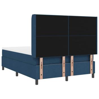 LED Boxspringbett mit Matratze Blau 160 x 200 cm Stoff