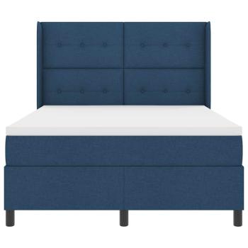 LED Boxspringbett mit Matratze Blau 160 x 200 cm Stoff