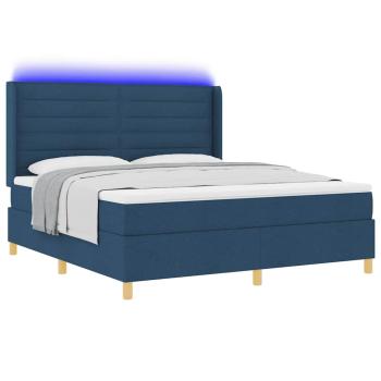 Boxspringbett mit Matratze mit Kopfteil Blau 140 x 200 cm Stoff