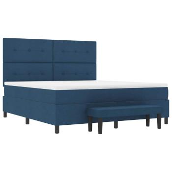 Boxspringbett mit Matratze mit Kopfteil Blau 180 x 200 cm Stoff
