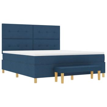 Boxspringbett mit Matratze mit Kopfteil Blau 180 x 200 cm Stoff