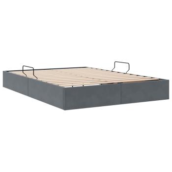 ARDEBO.de - Aufbewahrungsbett mit Matratze Dunkelgrau 135 x 190 cm Samt