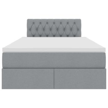 Bett mit Stauraum und LED mit LED Hellgrau 120 x 190 cm Stoff