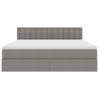 Bett mit Stauraum und LED mit Matratze Taupe 180 x 200 cm Stoff