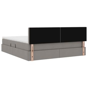 Bett mit Stauraum und LED mit Matratze Taupe 180 x 200 cm Stoff