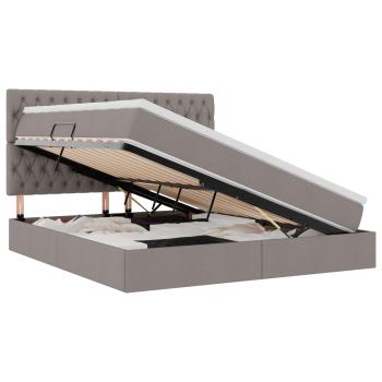 Bett mit Stauraum und LED mit LED Taupe 180 x 200 cm Polyester