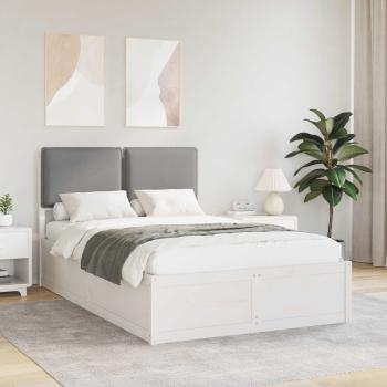 ARDEBO.de - Bettgestell mit gepolstertem Kopfteil Hellgrau 120 x 200 cm