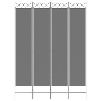 4-tlg. Paravent Anthrazit 160x220 cm Stoff