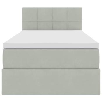 Bett mit Stauraum und LED mit LED Hellgrau 90 x 200 cm Samt