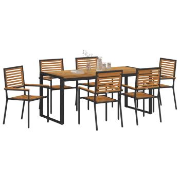 Garten Essgruppe 7 pcs Schwarz und Braun Poly-Rattan