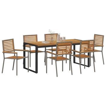 Garten Essgruppe 7 pcs Grau und Braun Poly-Rattan