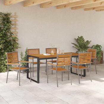 Garten Essgruppe 7 pcs Grau und Braun Poly-Rattan