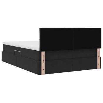 Bett mit Stauraum und LED mit LED Schwarz 140 x 190 cm Samt