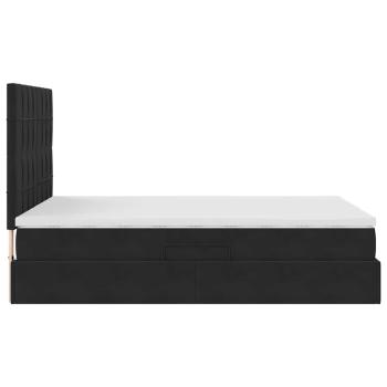 ARDEBO.de - Bett mit Stauraum und LED mit LED Schwarz 140 x 190 cm Samt