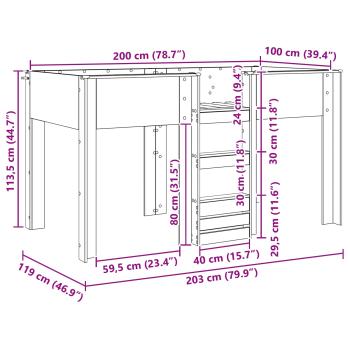 Etagenbett für Kinder Weiß 100 x 200 cm Holzwerkstoff