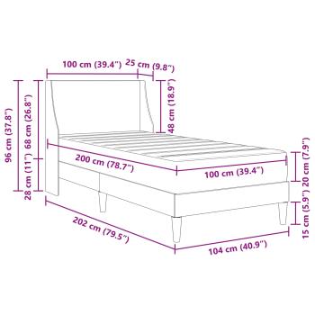 Bettgestell mit Matratze Uni Dunkelgrau 100 x 200 cm Stoff