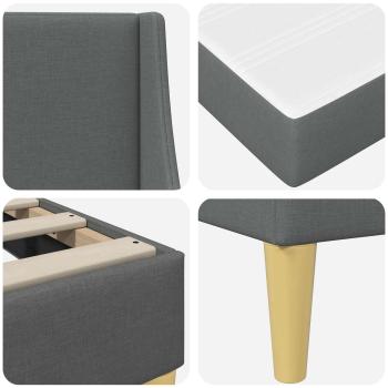 Bettgestell mit Matratze Uni Dunkelgrau 100 x 200 cm Stoff