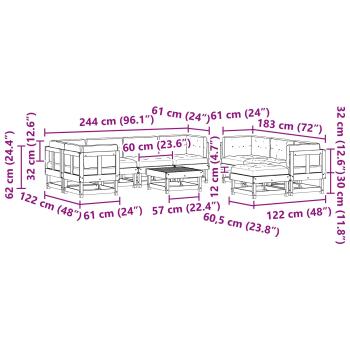 Garten-Lounge-Set 33 pcs Wachsbrown und Taupe