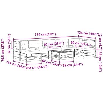 Garten-Lounge-Set 8 pcs Wachsbrown und Taupe
