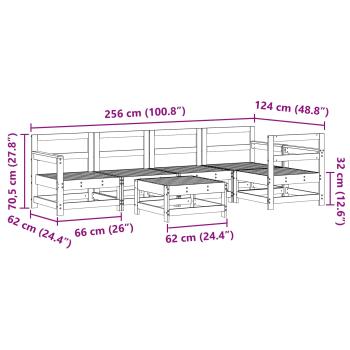 Garten-Lounge-Set 6 pcs Wachsbraun Massives Kiefernholz