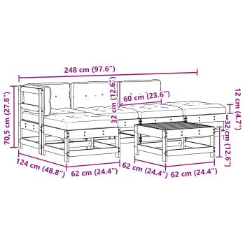 Garten-Lounge-Set 5 pcs Wachsbrown und Taupe