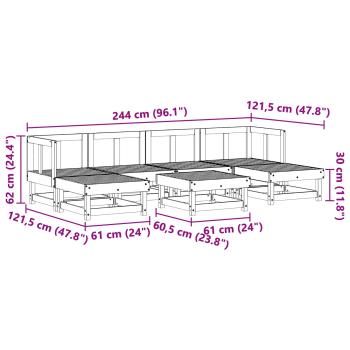 Garten-Lounge-Set 7 pcs Wachsbraun Massives Kiefernholz