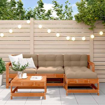ARDEBO.de - Garten-Lounge-Set 5 pcs Wachsbrown und Taupe