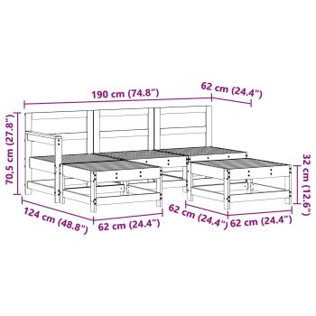 Garten-Lounge-Set 5 pcs Wachsbraun Massives Kiefernholz