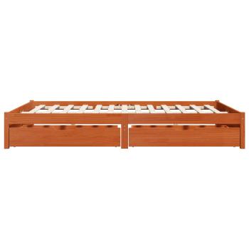 Bettrahmen mit Schubladen 3 pcs Wachsbraun Massivholz Kiefer