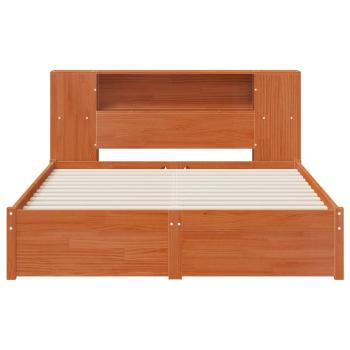 Bettgestell mit Aufbewahrungskopfteil Wachsbraun 140 x 190 cm