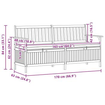 Sitzbank mit Stauraum mit Speicher mit Tür Massiv-Akazie