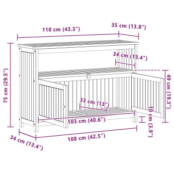 Gartenkonsole Tisch Helles Akazienholz 110 x 35 x 75 cm