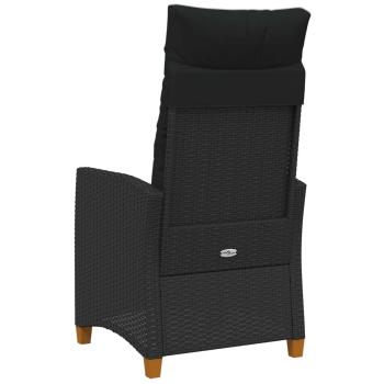 ARDEBO.de - Liegestuhl mit Teeteller Schwarz 62 x 64 x 112 cm Poly-Rattan